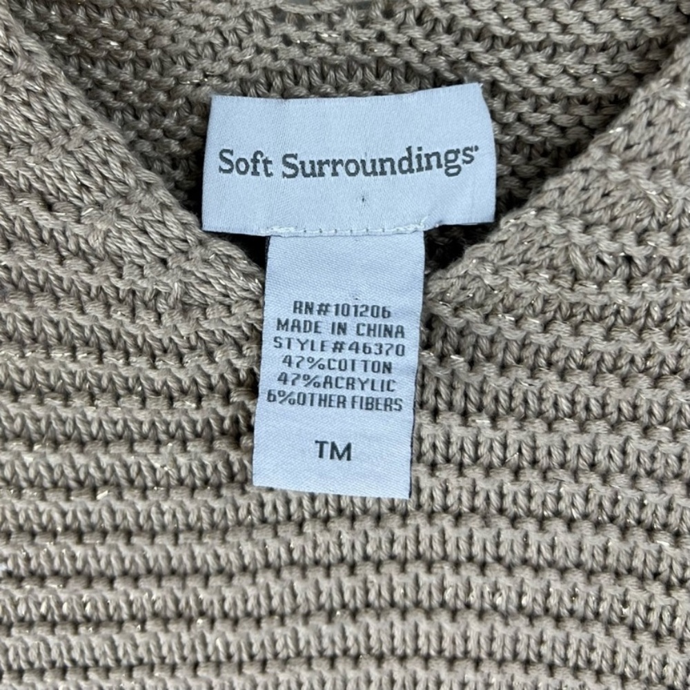 Soft Surroundings Womens Tan Gold Metallic Sleeveless Sweater Dress Medium Tall - Picture 3 of 3